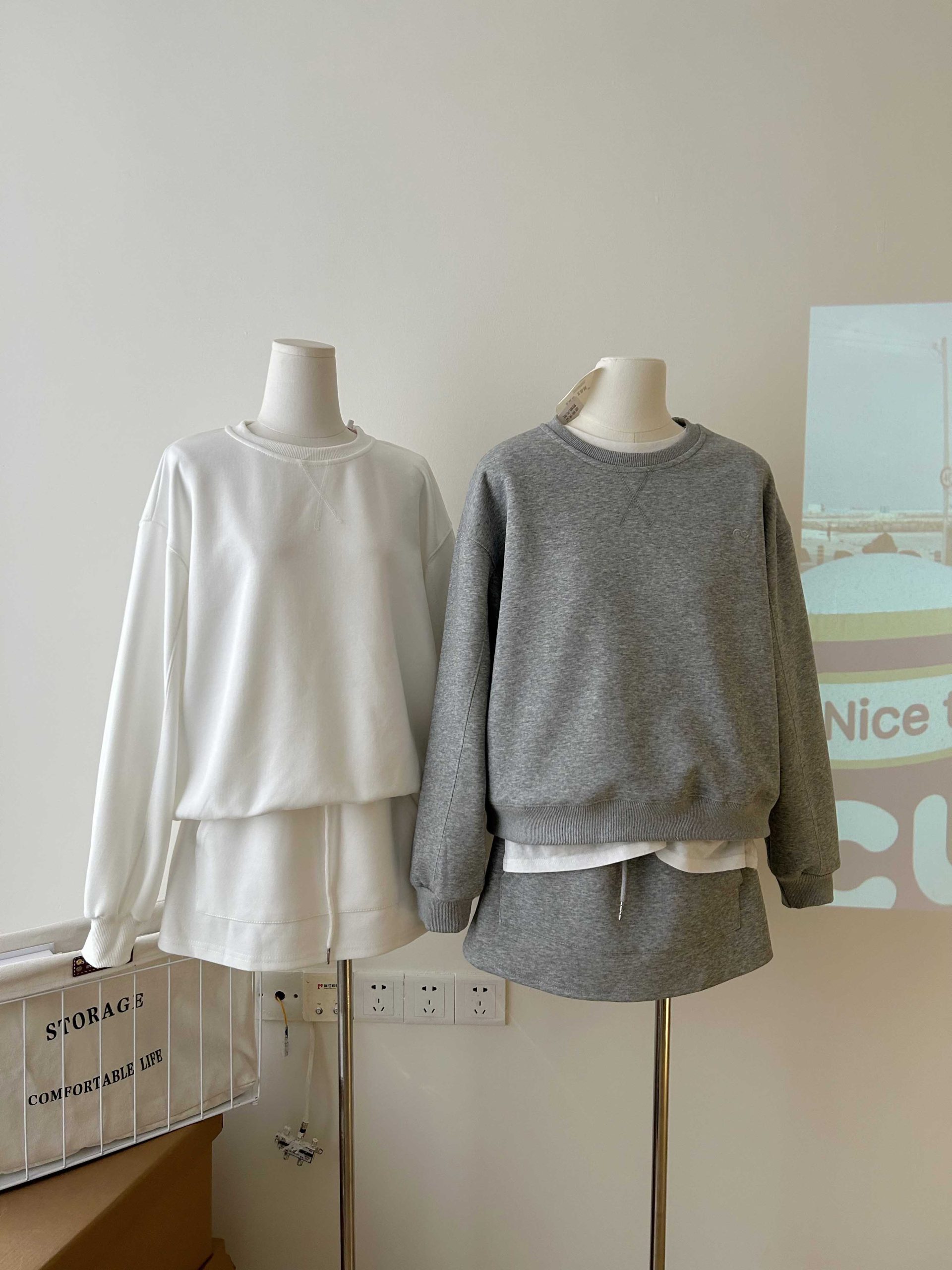 Casual Two-Piece Sweatshirt and Skirt Set 2024 Spring American Style Loose Crew Neck