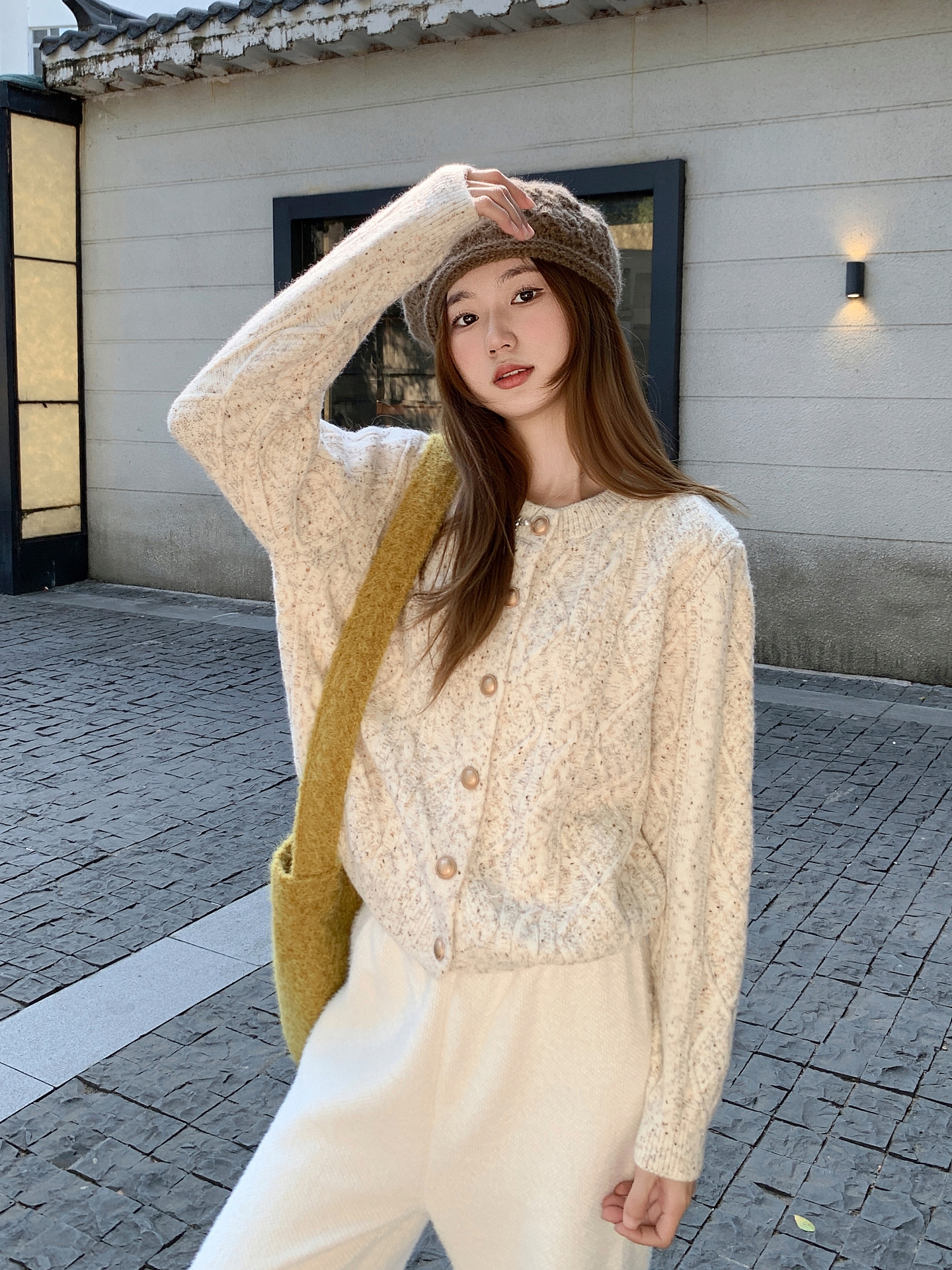 Women's Cable Knit Cardigan Button Down Loose Casual Sweater Winter 2025