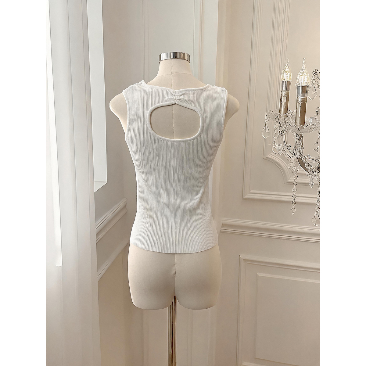 French Sweet 3D Floral Beaded Camisole Slim Backless Ice Silk Sleeveless Top - Style 76b6f6 - Image 5