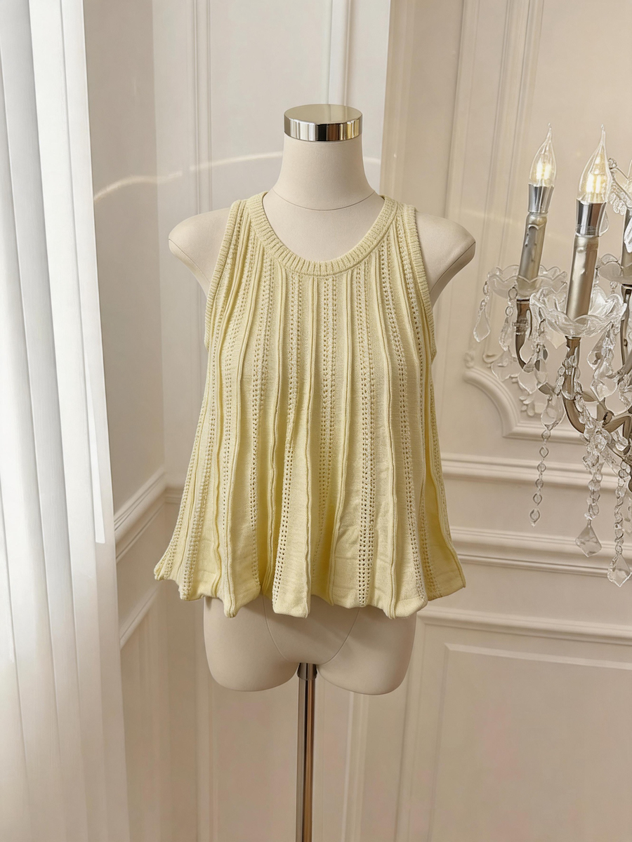 French Minimalist Pleated Sleeveless Knit Tank Top Summer Slimming A-Line Women's Top - Style ca5f9d