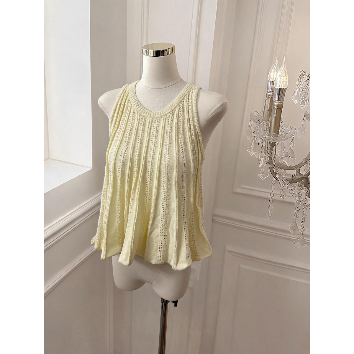 French Minimalist Pleated Sleeveless Knit Tank Top Summer Slimming A-Line Women's Top - Style ca5f9d - Image 5