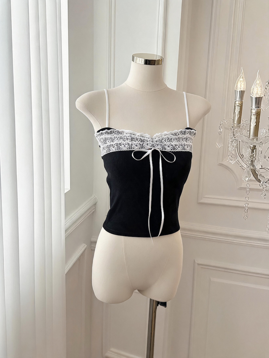 White Lace Trim Camisole Tank Top with Bra Pads Women Sleeveless Base Layer - Image 4