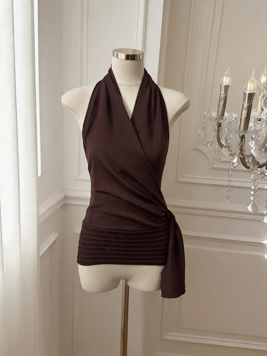 Women's Irregular Halter Cami Top Summer Sleeveless V-Neck Knit Camisole - Image 3