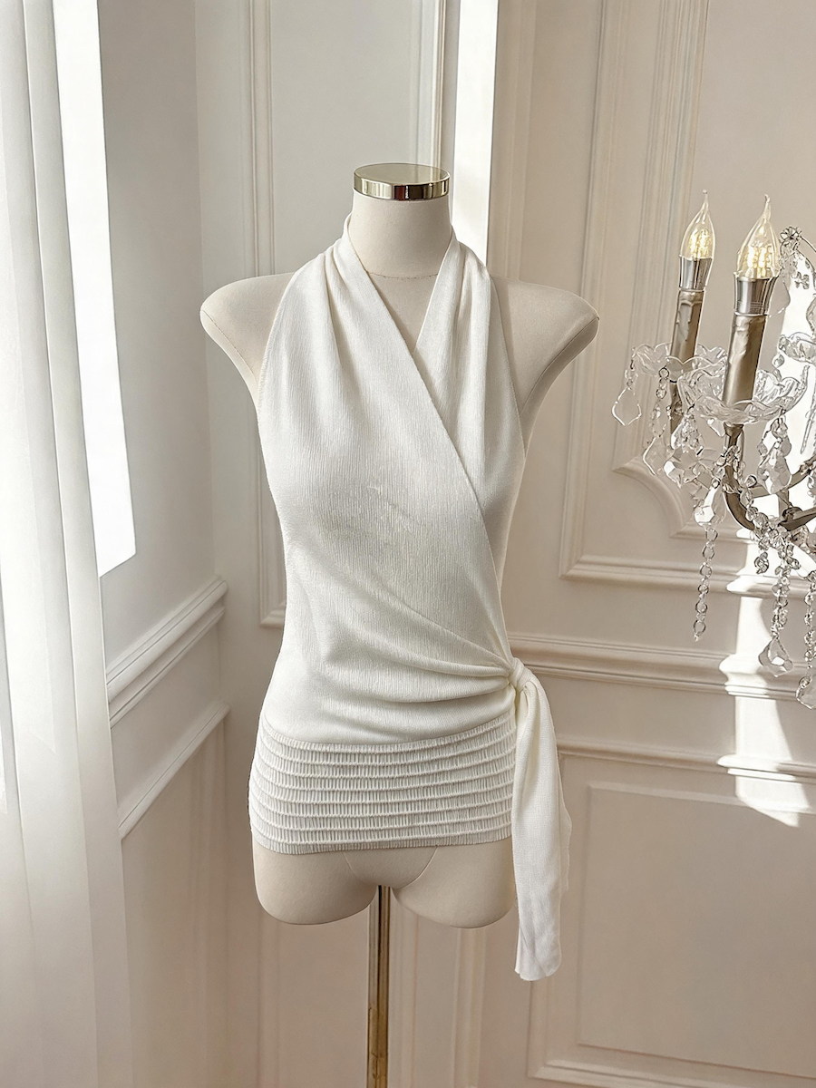 Women's Irregular Halter Cami Top Summer Sleeveless V-Neck Knit Camisole - Image 2