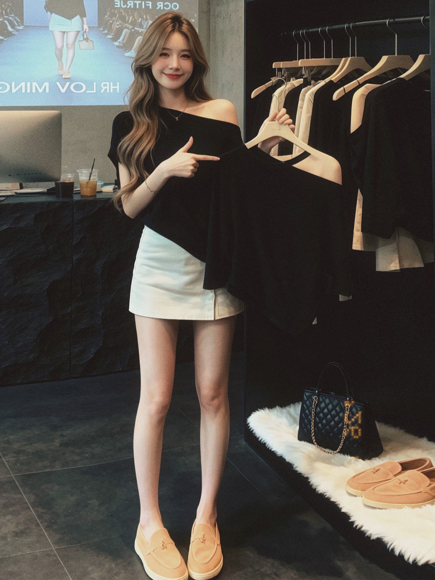Black Sleeveless Loose Asymmetric Neck Irregular T-Shirt for Women 2026 Summer Casual - Image 4
